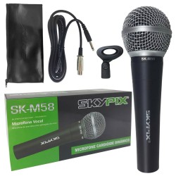 Microfone Profissional Dinamico de Mão com Cabo P10 SkyPix 